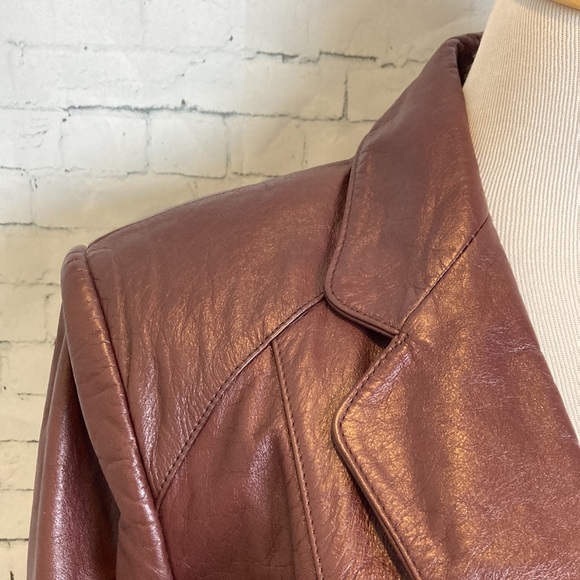 Wilsons Leather Vintage 70s Leather Jacket Blazer Sz 10 Maroon Boho Retro Hippie - Picture 5 of 16